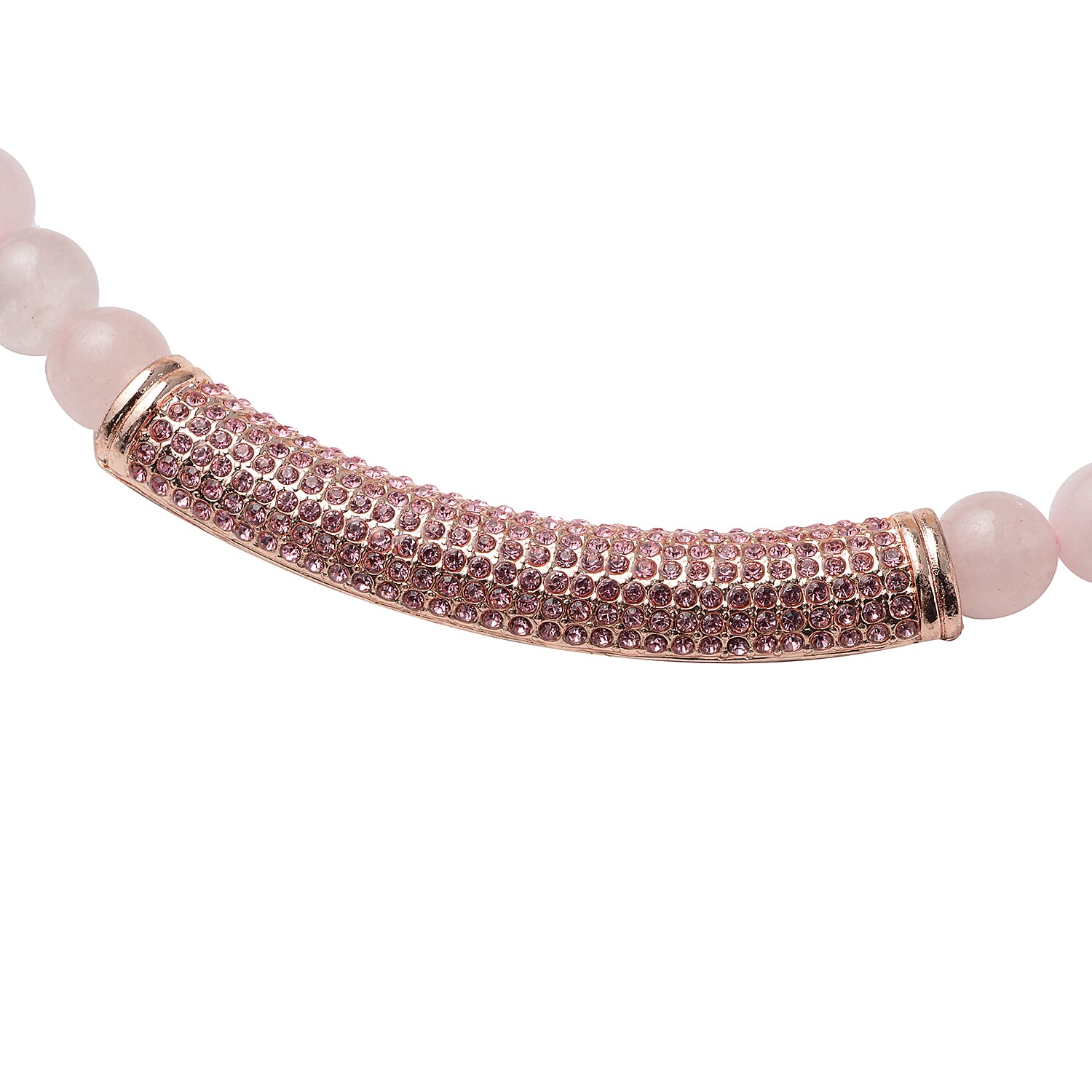 Rose Quartz and Pink Austrian Crystal Beads Necklace (Size - 20) with Magnetic Lock