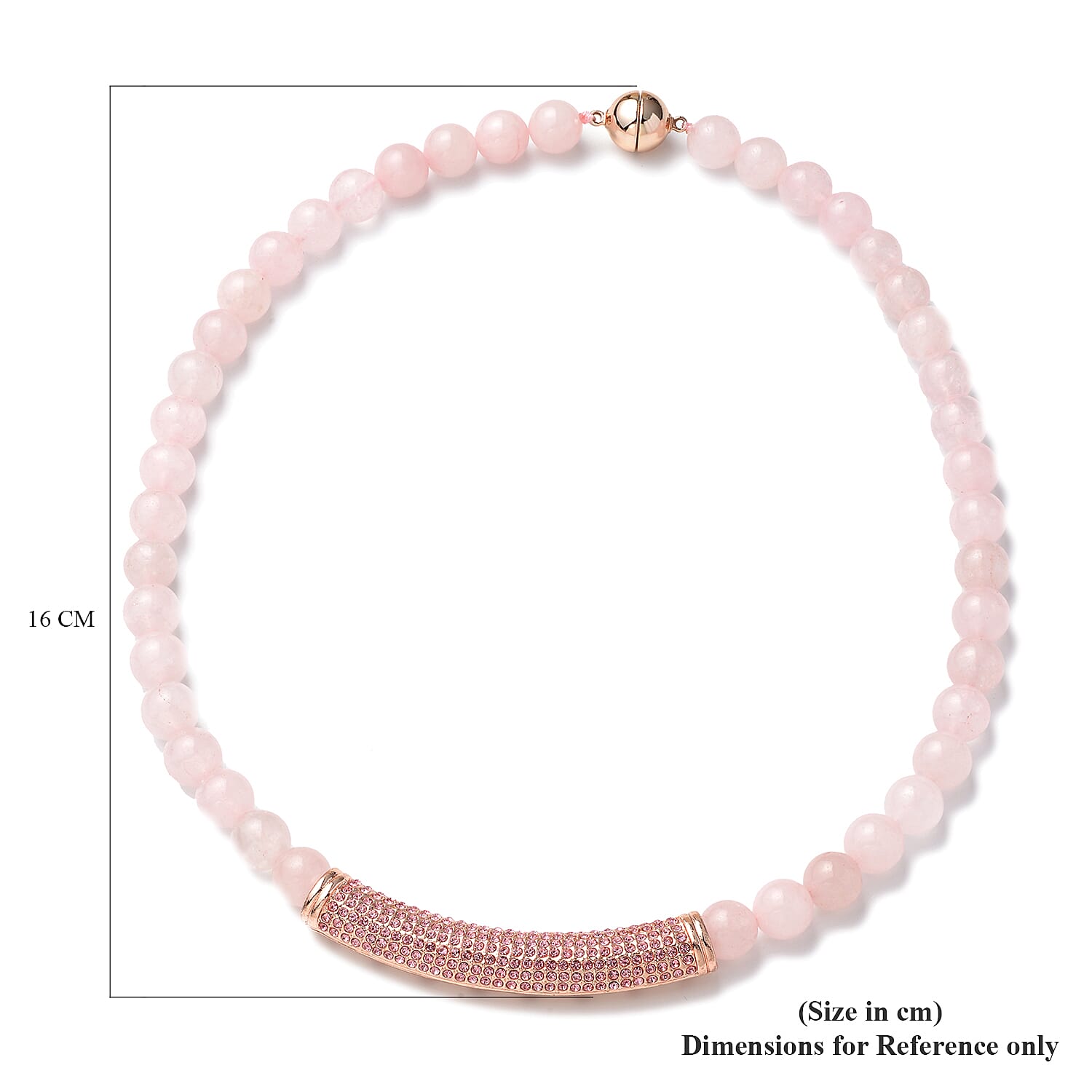 Rose Quartz and Pink Austrian Crystal Beads Necklace (Size - 20) with Magnetic Lock