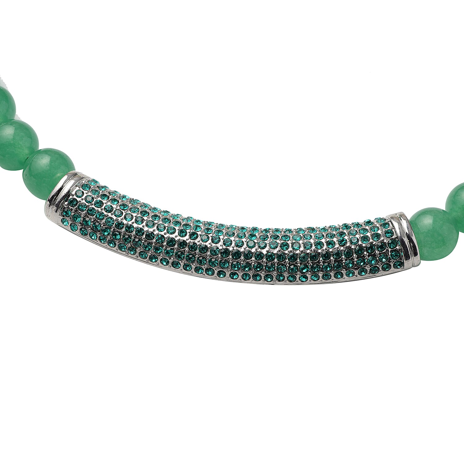 Green Aventurine and Neon Green Austrian Crystal Beads Necklace (Size - 20) with Magnetic Lock