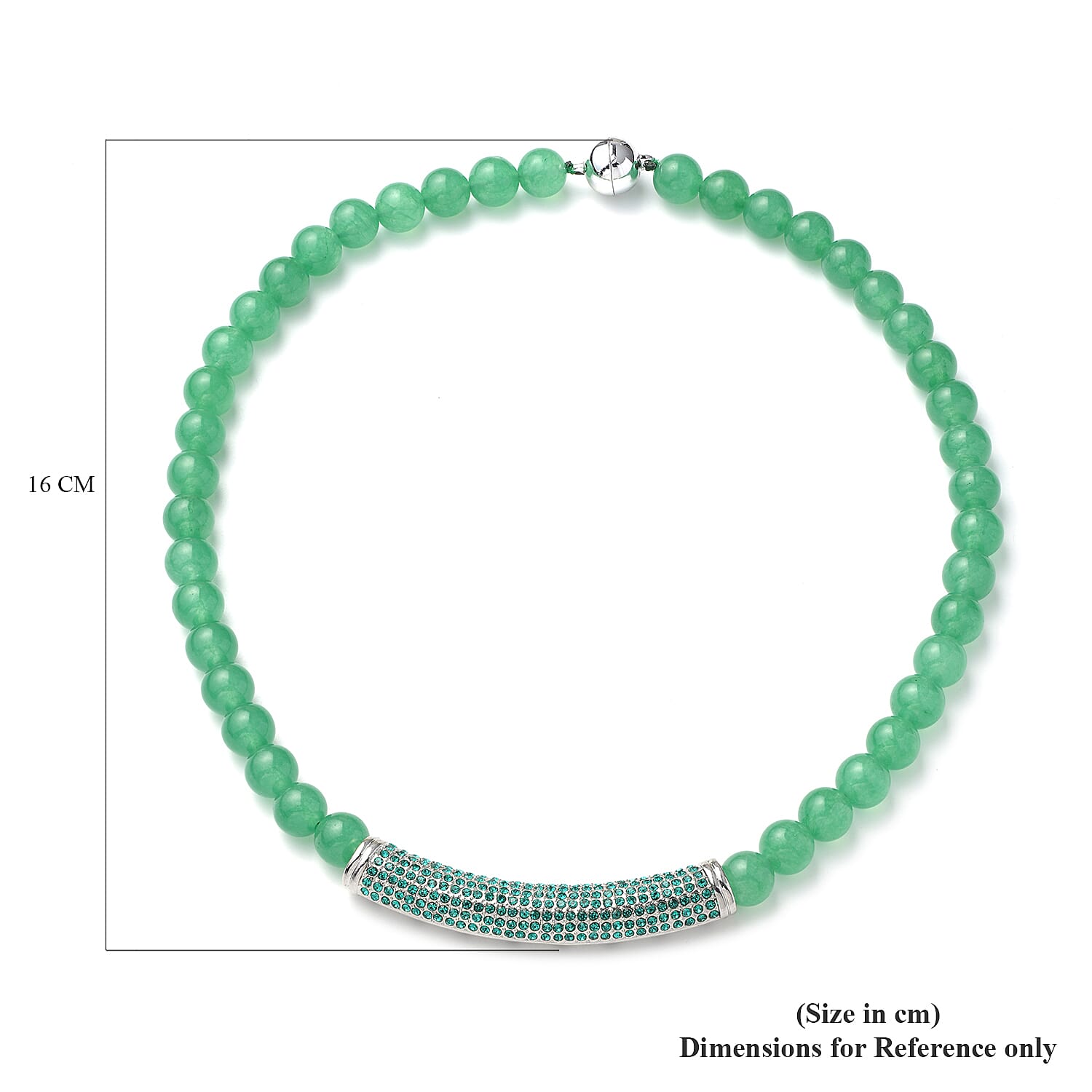 Green Aventurine and Neon Green Austrian Crystal Beads Necklace (Size - 20) with Magnetic Lock