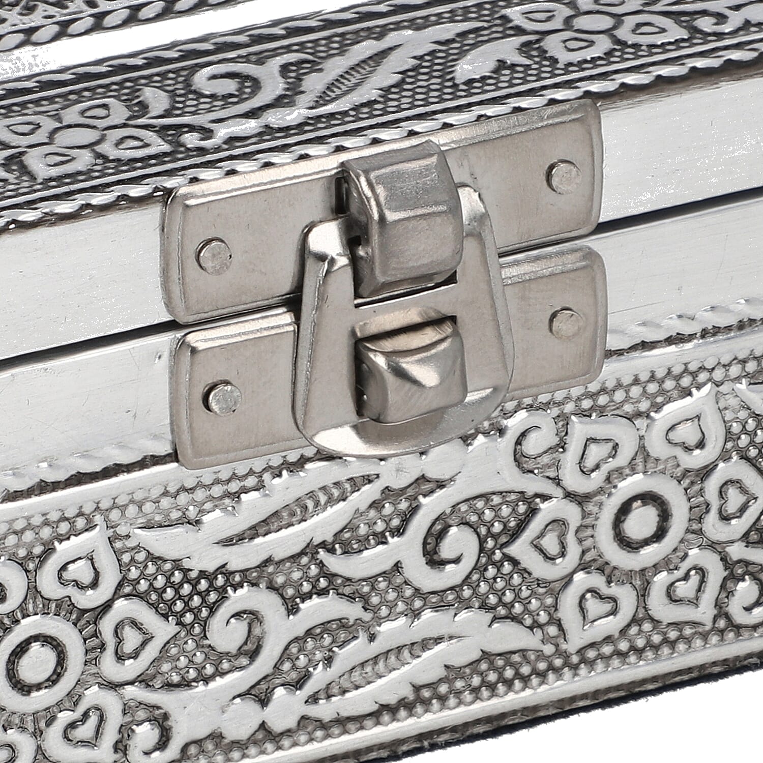 Set of 2 - Handcrafted Aluminium Embossed Transparent Window and Buddha Pattern Ring Box with Velvet Lining (Size 20x5x15Cm)