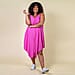 TAMSY Viscose Asymmetrical Hem Herringbone Stripe Dress One Size, (Fits Size 8-18 ) - Hot Pink