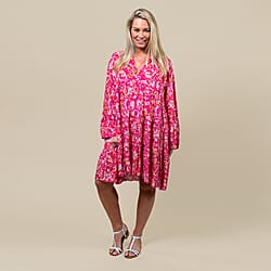 TAMSY Paisley Print Smock Dress - Pink