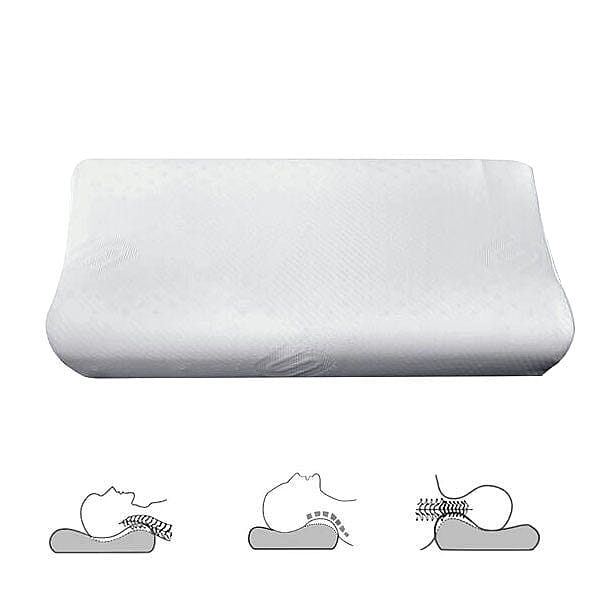 100% Natural Latex and Contour Pillow (Size 55x37x9 Cm) - White