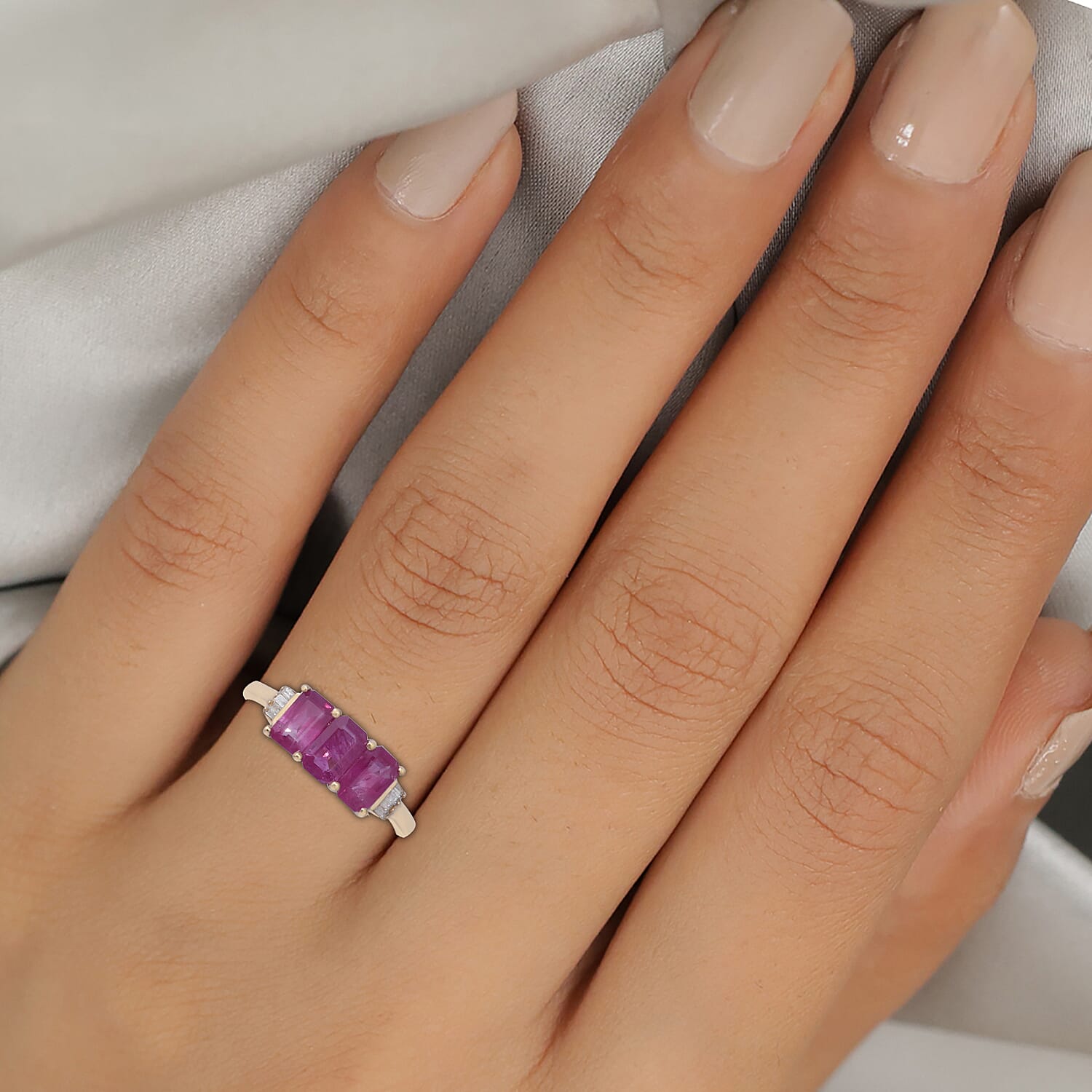 9K Yellow Gold Ruby and Diamond Ring 1.88 Ct.