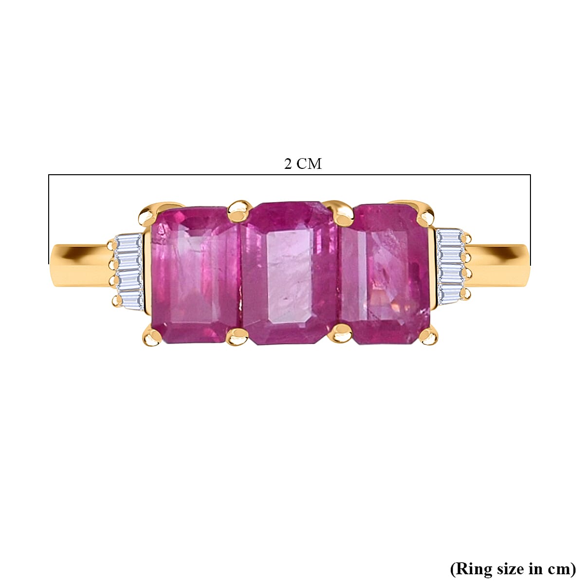 9K Yellow Gold Ruby and Diamond Ring 1.88 Ct.