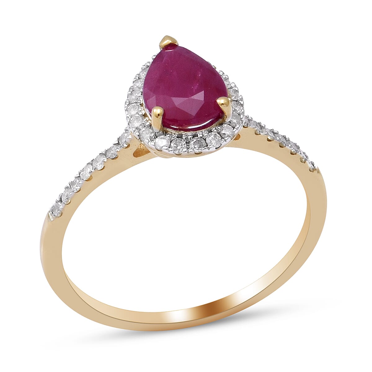9K Yellow Gold AA Ruby and Diamond  (0.25 Cts) Ring 1.47 Ct.