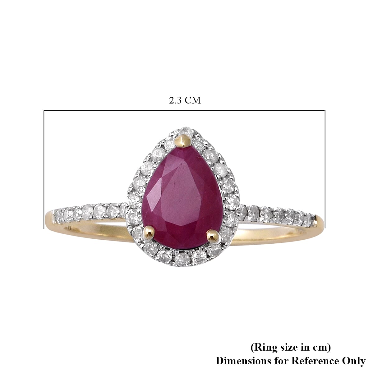 9K Yellow Gold AA Ruby and Diamond  (0.25 Cts) Ring 1.47 Ct.