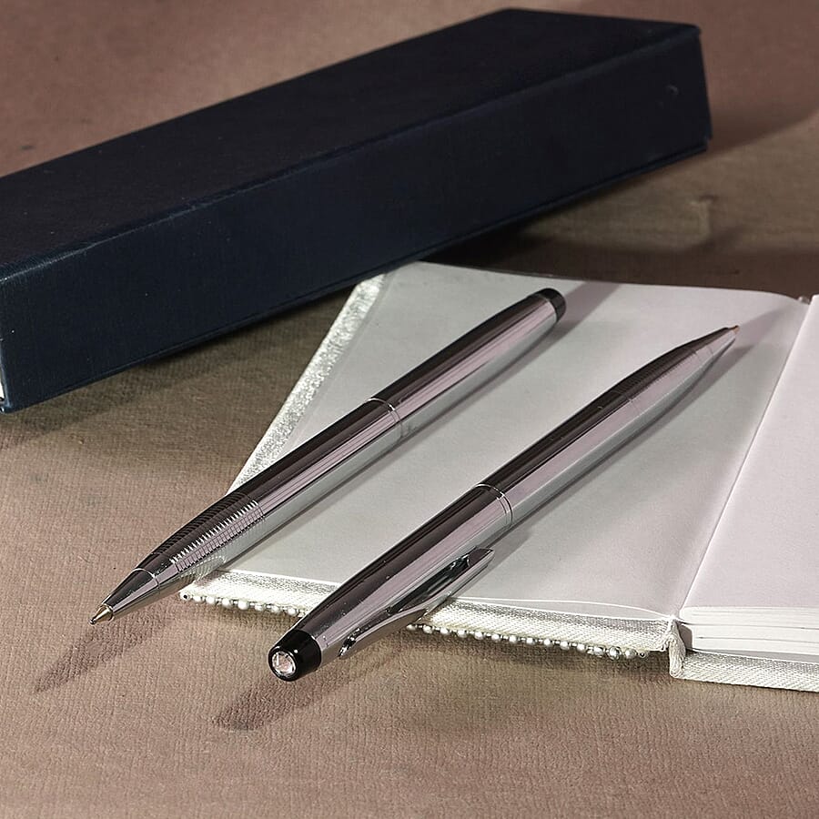 Set of 2 Finest Austrian Crystal Pens - Grey