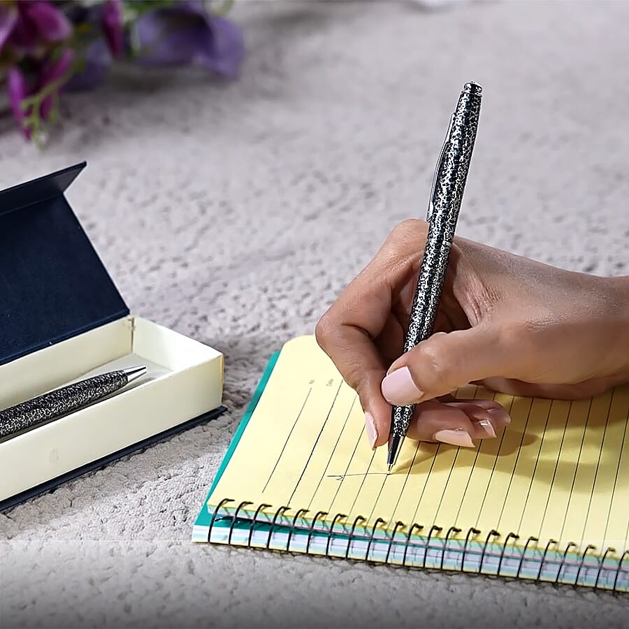 Close Out- Set of 2 Finest Austrian Crystal Pens - Golden & Grey