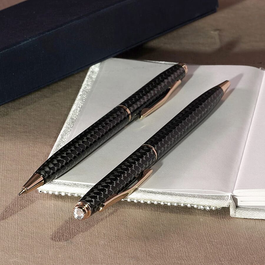 Close Out- Set of 2 Finest Austrian Crystal Pens - Golden & Grey