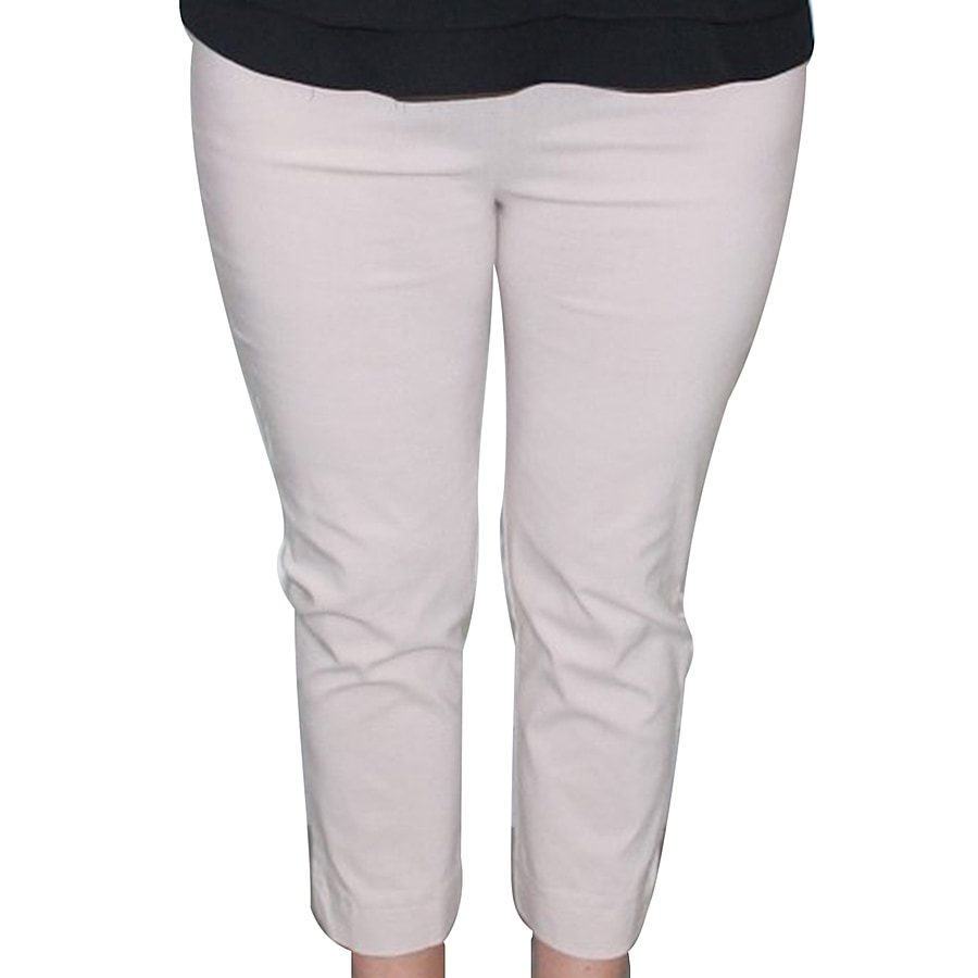 Emma Half Elasticated Comfortable Summer Trousers in WHITE (Size 12) Inside Length - 63.5 Cm