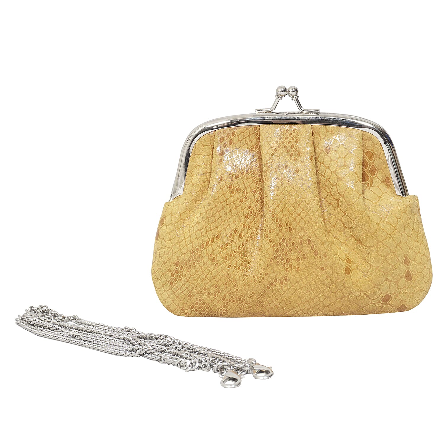 ASSOTS LONDON Genuine Leather Coin Purse with Detachable Shouder Strap - Mustard