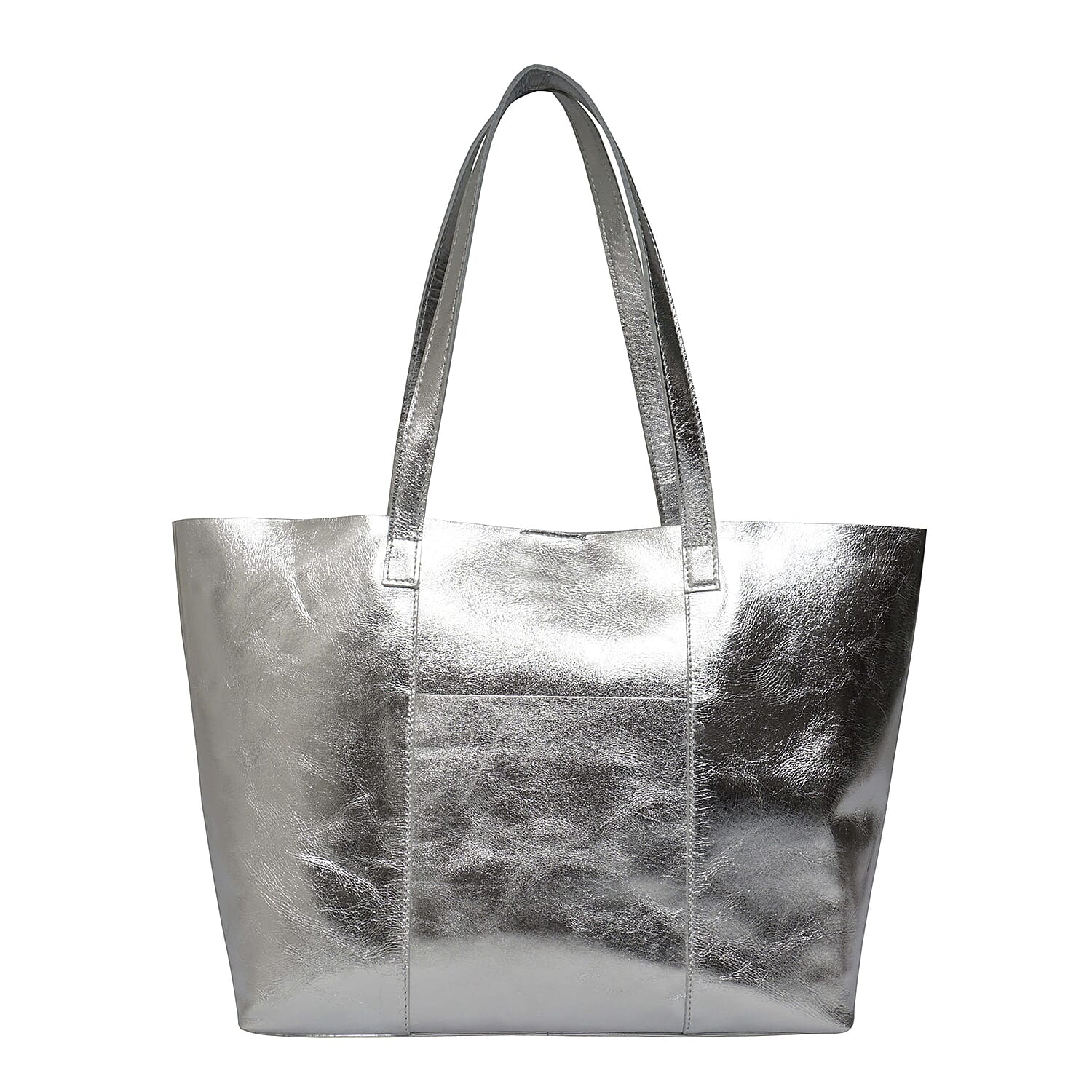 ASSOTS LONDON Genuine Leather Maisie Metallic Shopper Bag