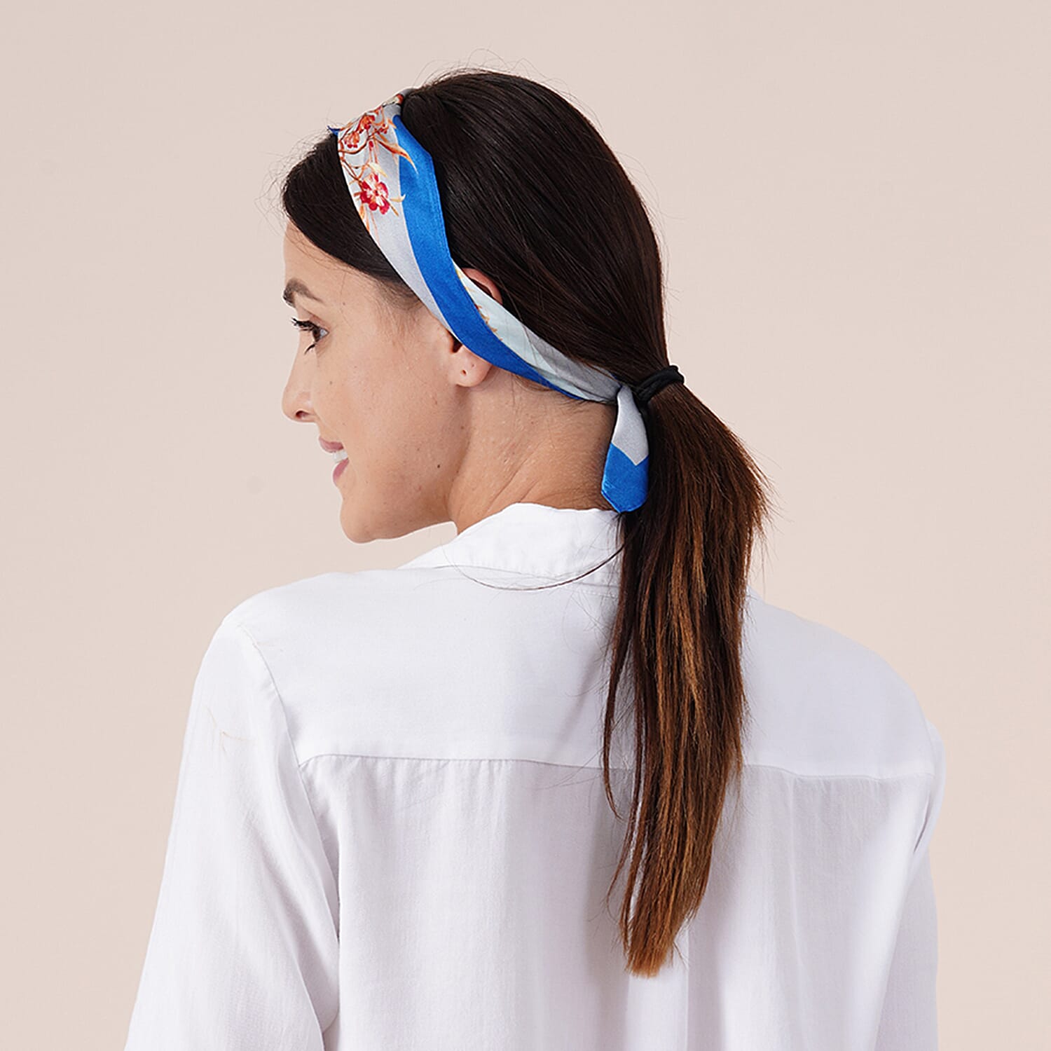 LA MAREY 100% Mulberry Silk Floral, Bird and Butterfly Pattern Scarf (Size 52 Cm) - Mint and Multi