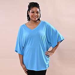  TAMSY  Black V-Neck Knit Drape Top Color Black 