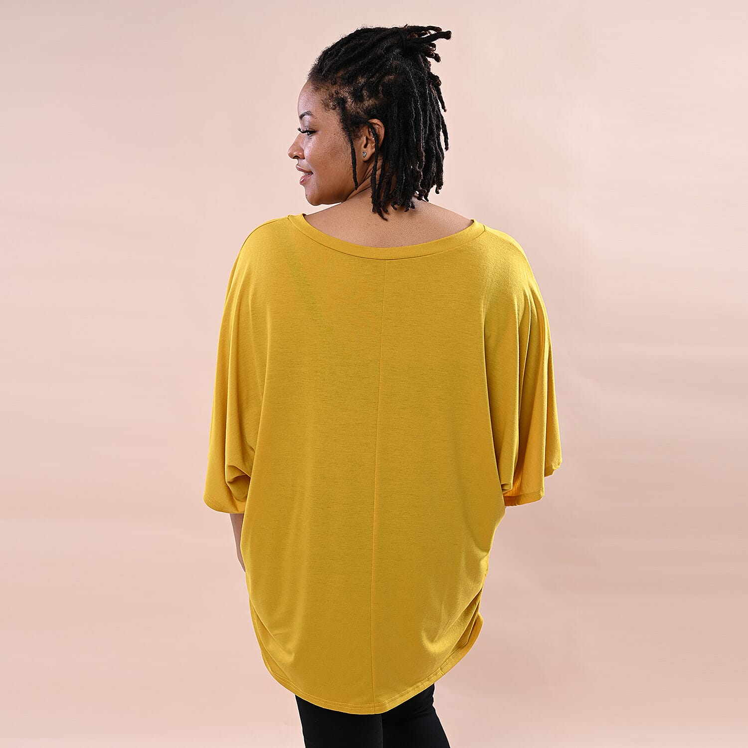 TAMSY V-Neck Knitted Drape Top (Size 10-18) - Mustard