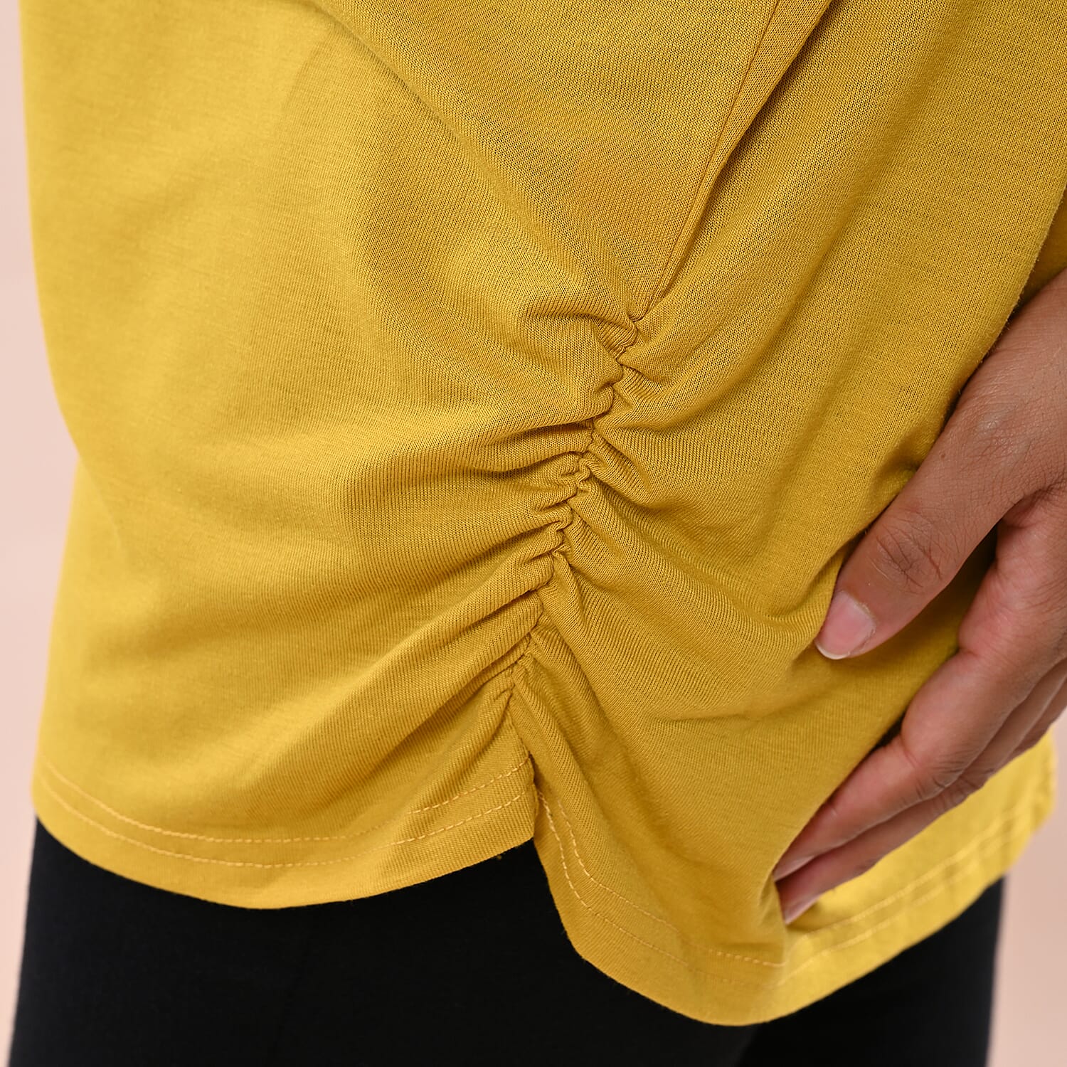 TAMSY V-Neck Knitted Drape Top (Size 10-18) - Mustard