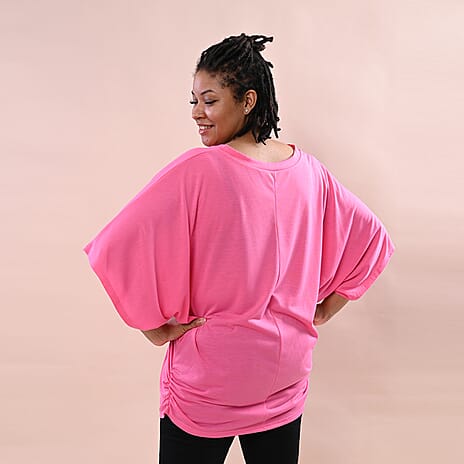 TAMSY V-Neck Knitted Drape Top (Size 10-18) - Pink