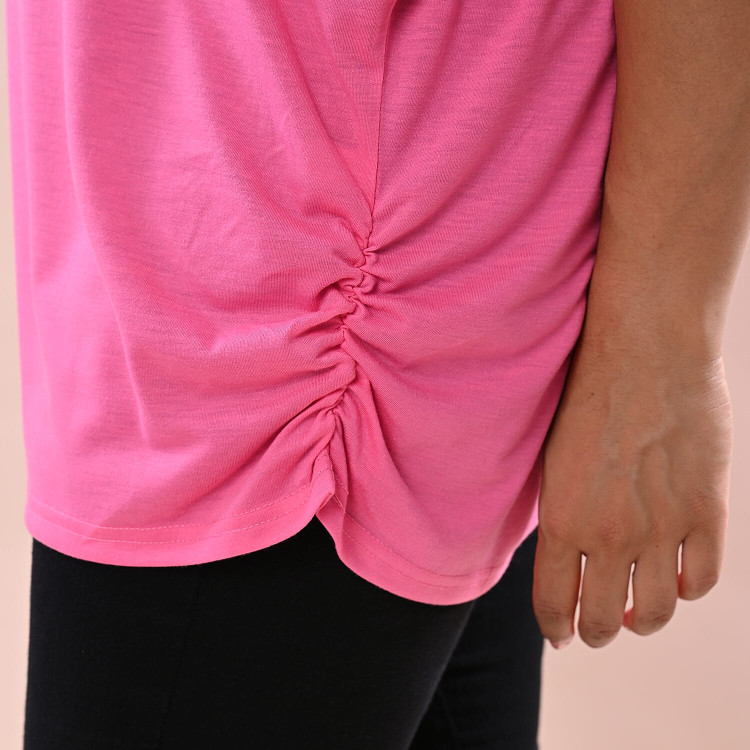 TAMSY V-Neck Knitted Drape Top (Size 10-18) - Pink