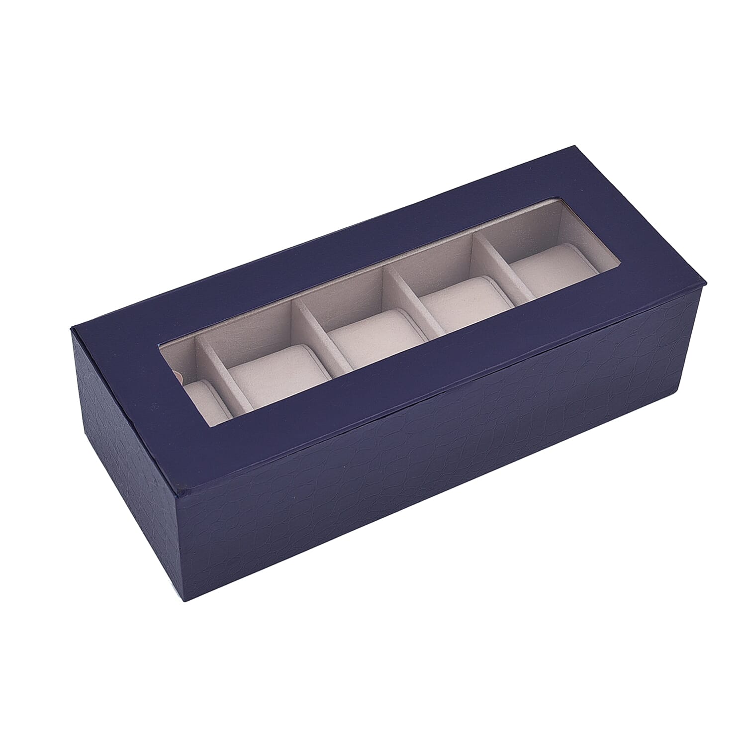 5 Slot Watch Box with Transparent Window - Navy Blue Colour