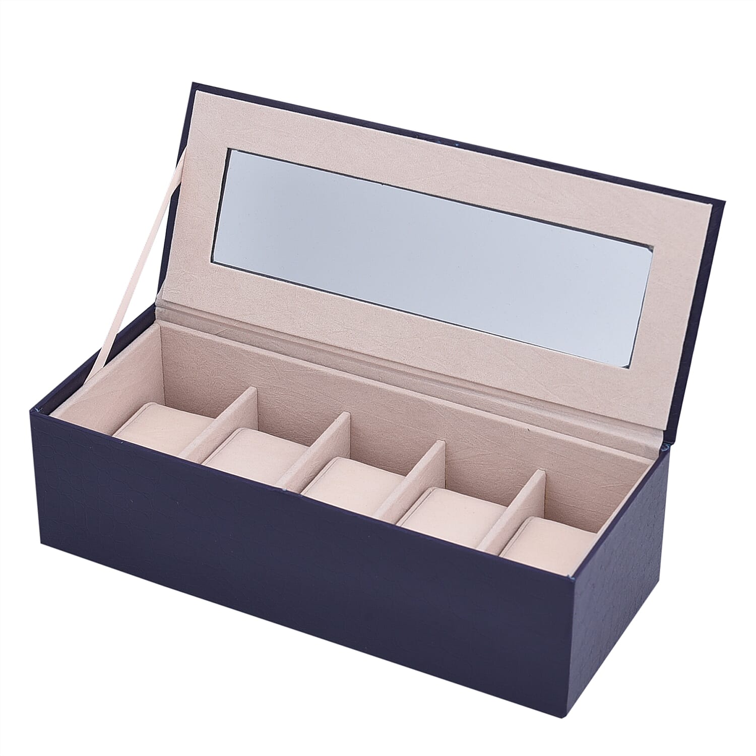 5 Slot Watch Box with Transparent Window - Navy Blue Colour
