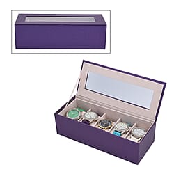 5 Slot Watch Box with Transparent Window - Navy Blue Colour