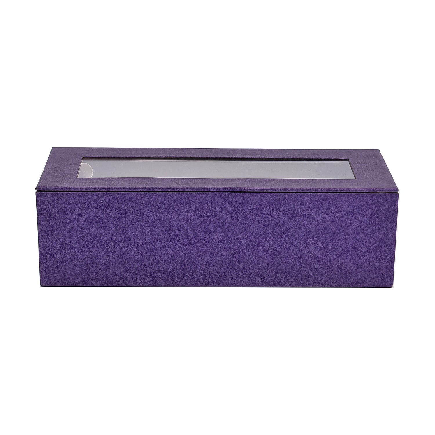 5 Slot Watch Box with Transparent Window (Size 25x10x7Cm) - Purple Colour