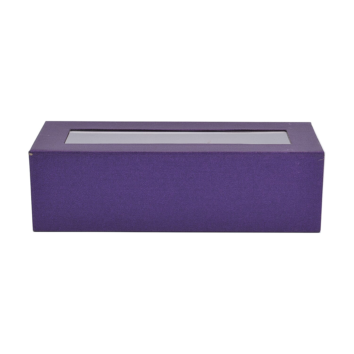 5 Slot Watch Box with Transparent Window (Size 25x10x7Cm) - Purple Colour