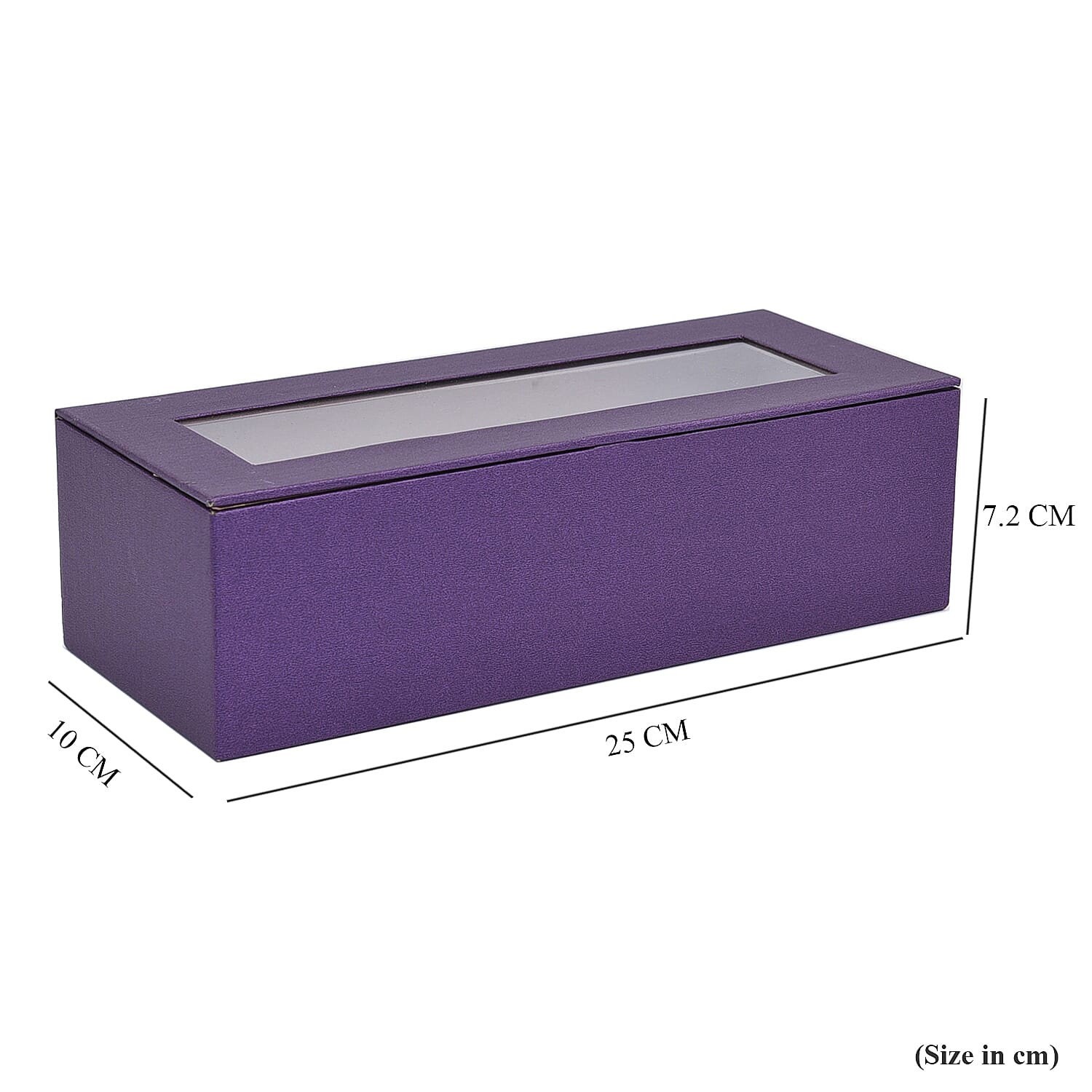 5 Slot Watch Box with Transparent Window (Size 25x10x7Cm) - Purple Colour