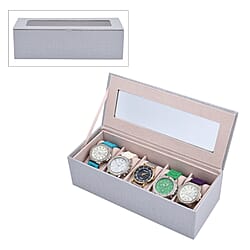 5 Slot Watch Box with Transparent Window - Navy Blue Colour