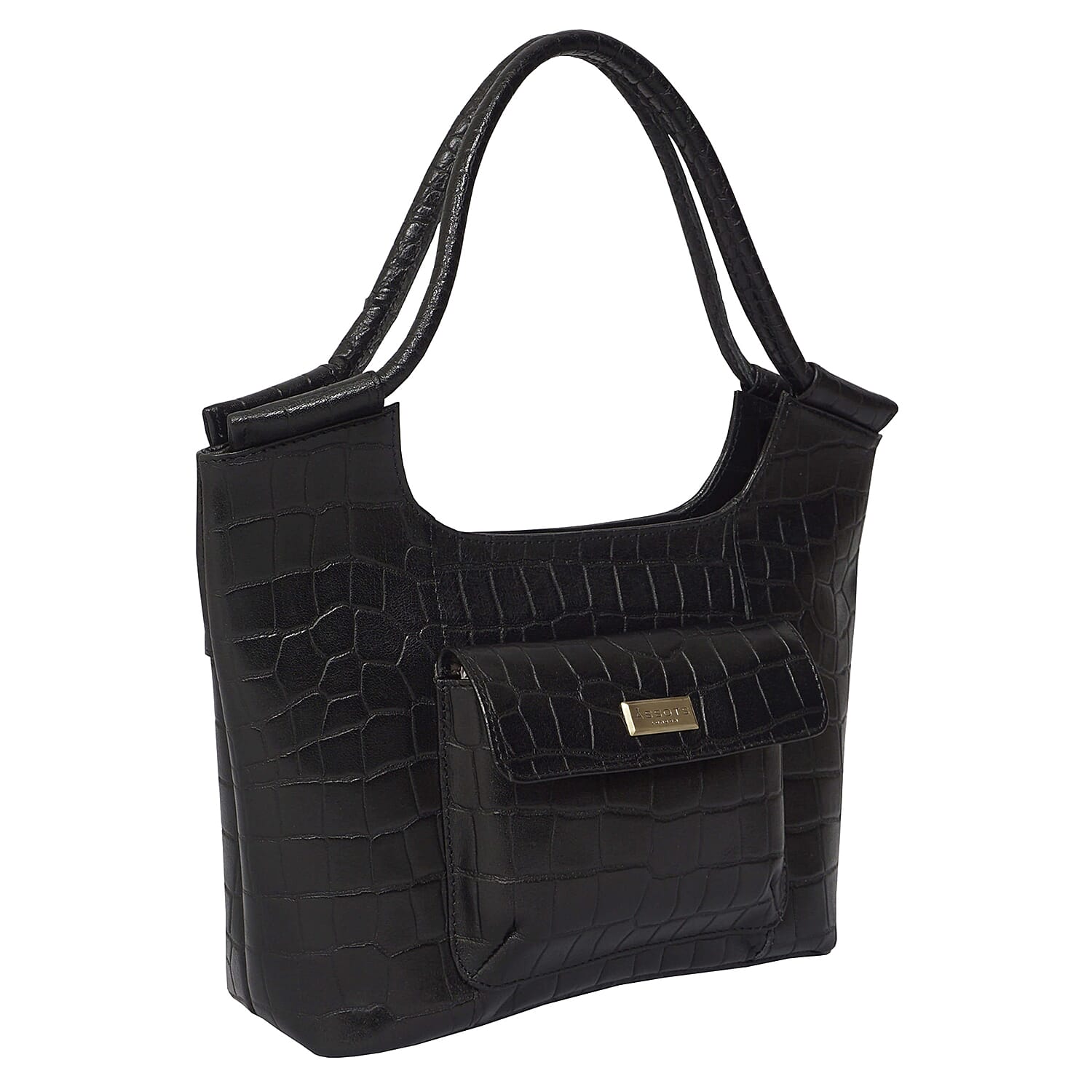 ASSOTS LONDON Genuine Croc Leather Tote Bag