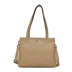 ASSOTS LONDON Genuine Pebble Grain Leather Double Compartment Shoulder Handbag