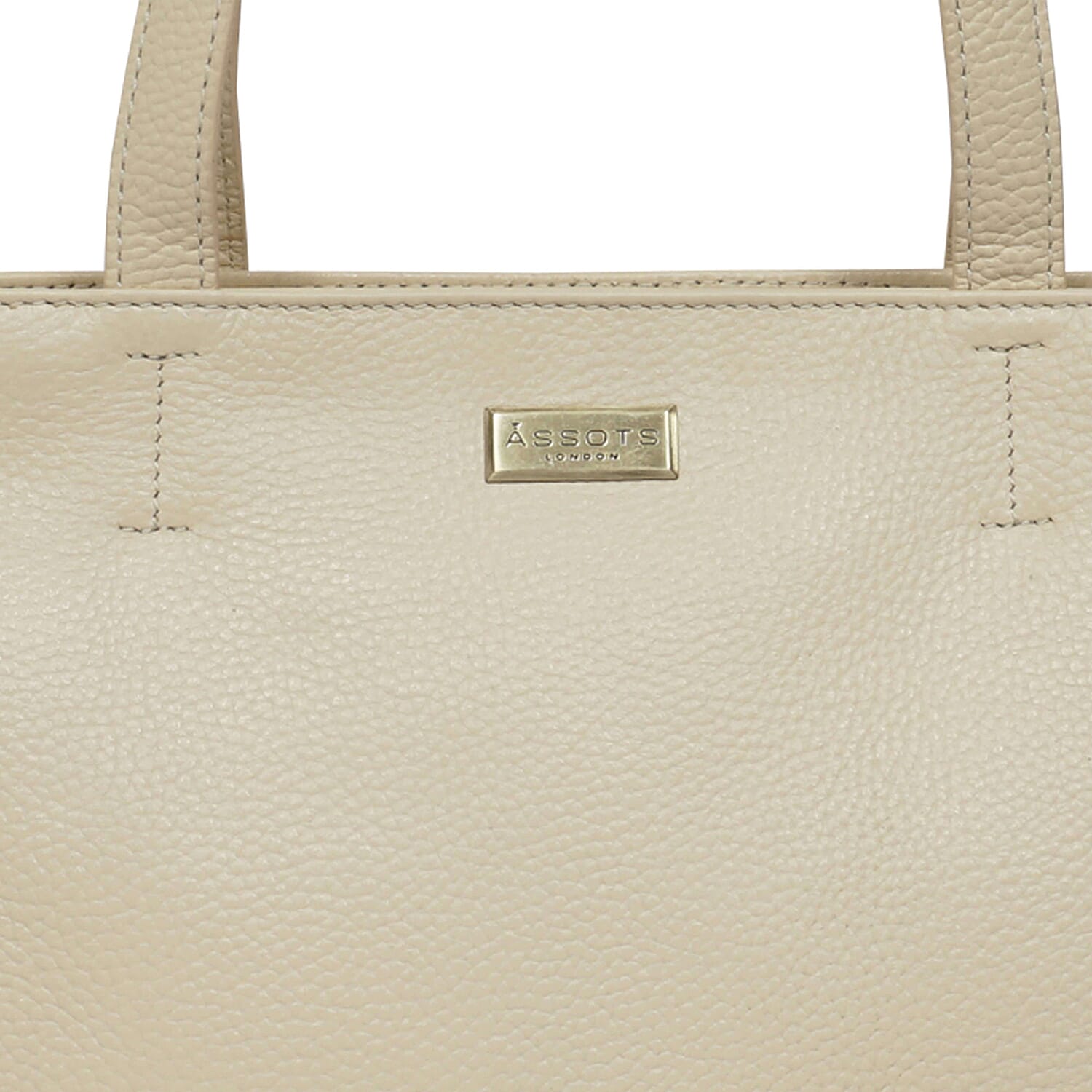 ASSOTS LONDON Debra Genuine Pebble Grain Leather Double Compartment Shoulder Handbag (Size 27x22x7Cm) - Cream