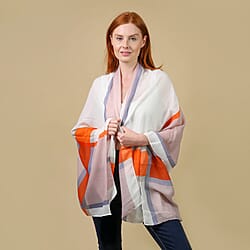 JOVIE Printed Viscose Sarong - White and Pink