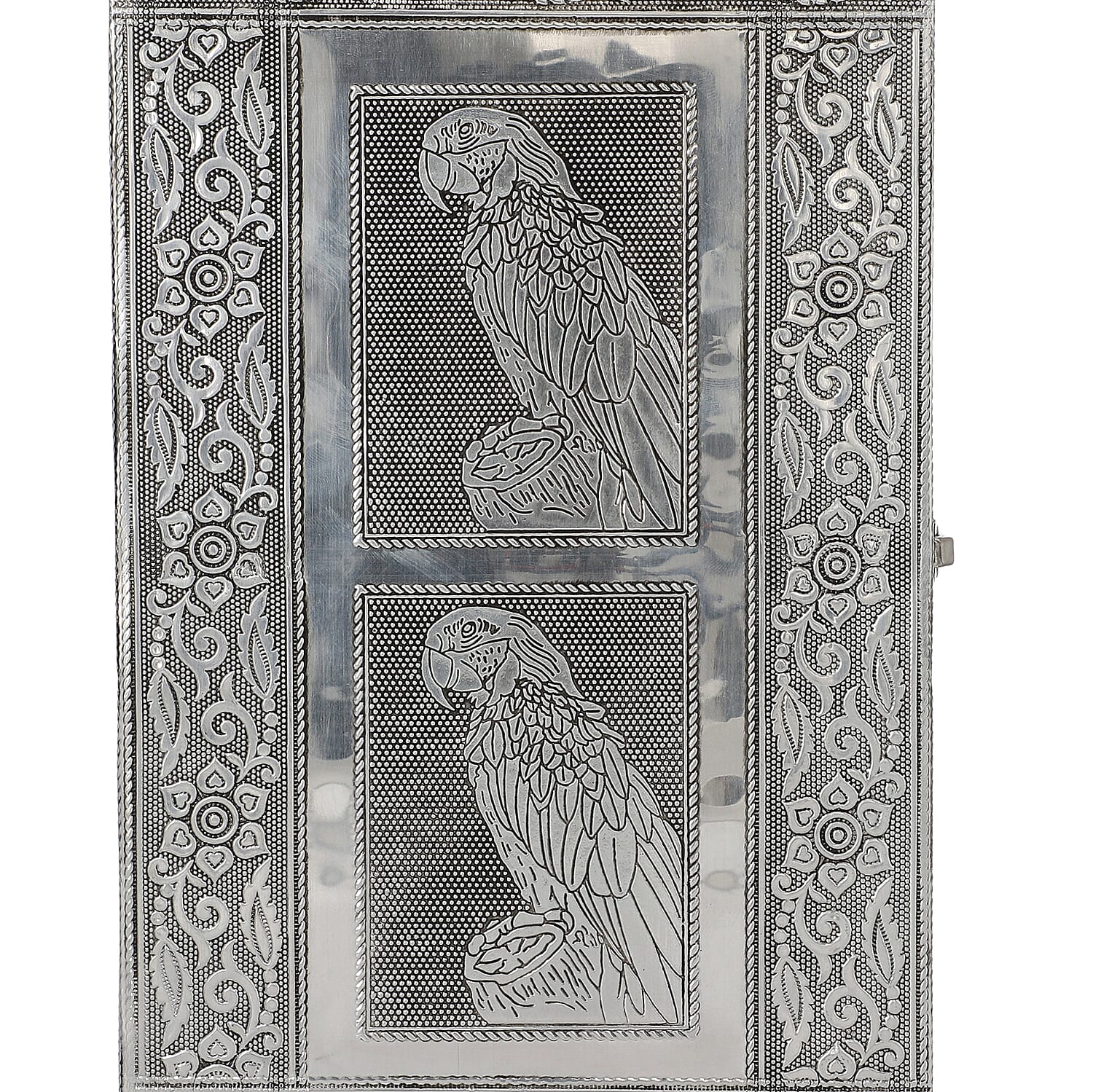 Handcrafted Parrot Embossed Jewellery Armoire with Velvet Lining and Clasp
