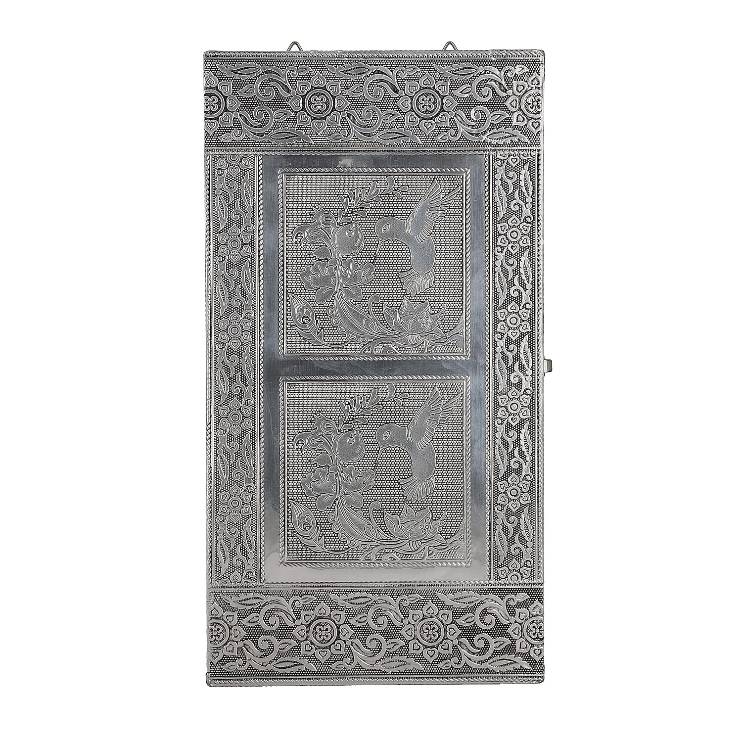 Handcrafted Hummingbird Embossed Jewellery Armoire with Velvet Lining and Clasp (Size 33x18x7Cm)