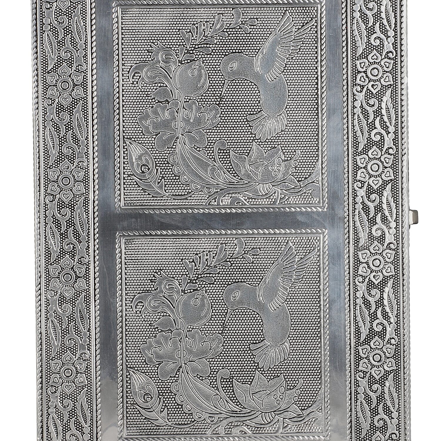 Handcrafted Hummingbird Embossed Jewellery Armoire with Velvet Lining and Clasp (Size 33x18x7Cm)