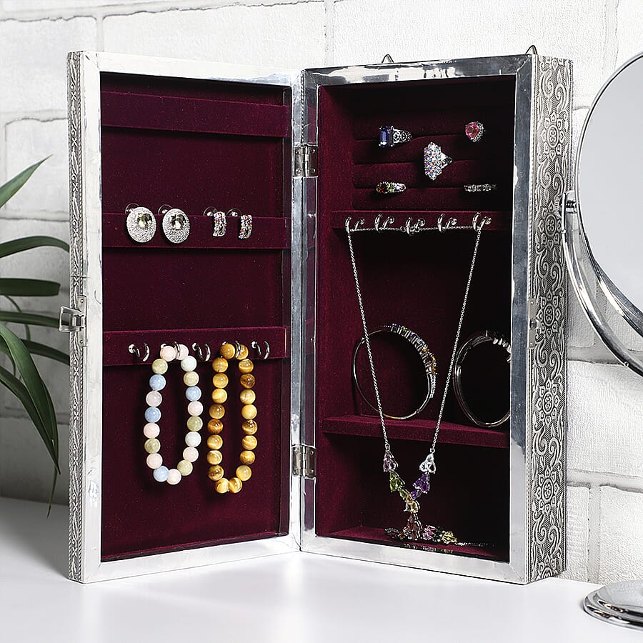 Handcrafted Dream Catcher Jewellery Armoire with Velvet Lining and Clasp (Size 32x17x7Cm)