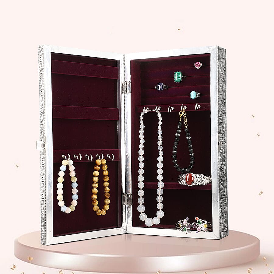 Handcrafted Dream Catcher Jewellery Armoire with Velvet Lining and Clasp (Size 32x17x7Cm)