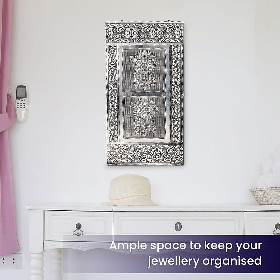 Handcrafted Dream Catcher Jewellery Armoire with Velvet Lining and Clasp (Size 32x17x7Cm)