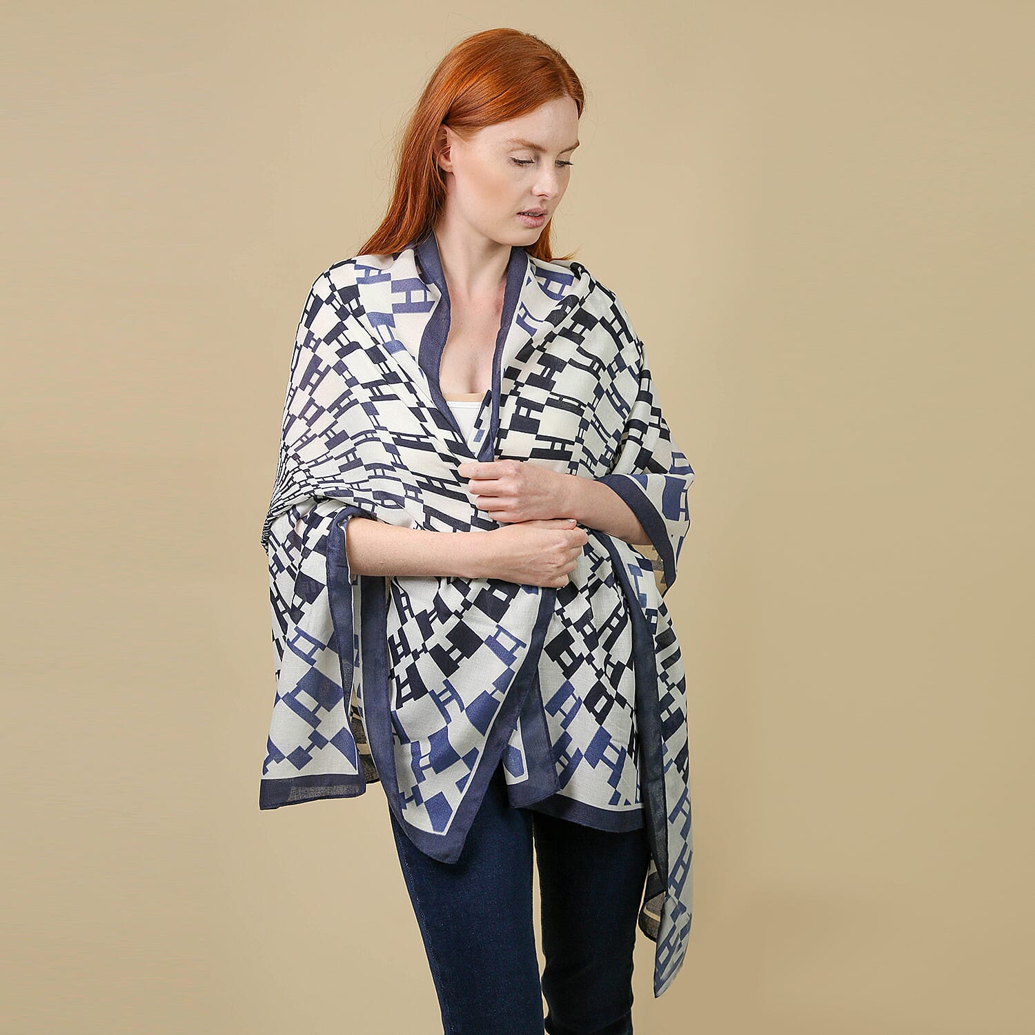 JOVIE Printed Viscose Sarong - White and Pink