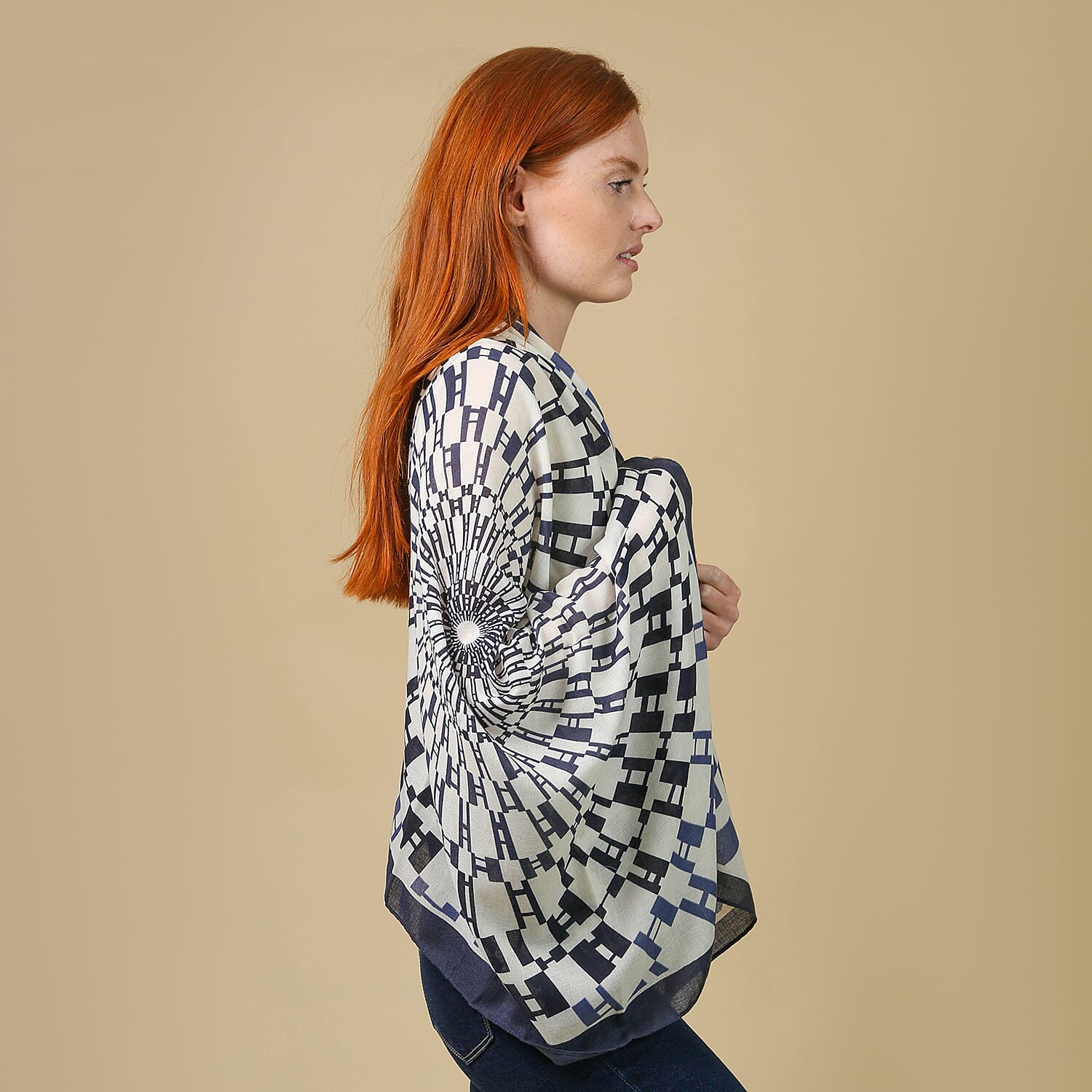 JOVIE Printed Viscose Sarong - White and Pink