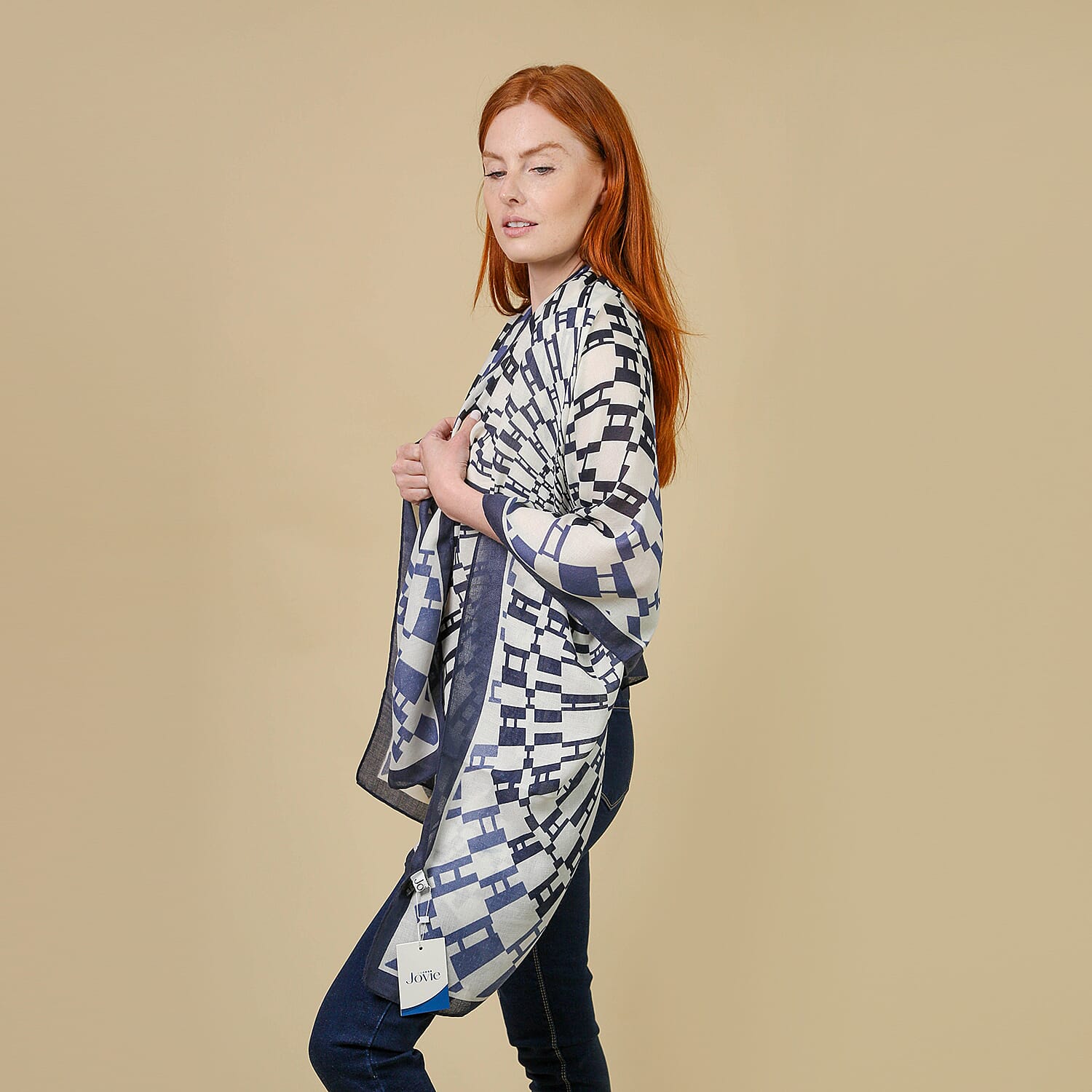 JOVIE Printed Viscose Sarong - White and Pink