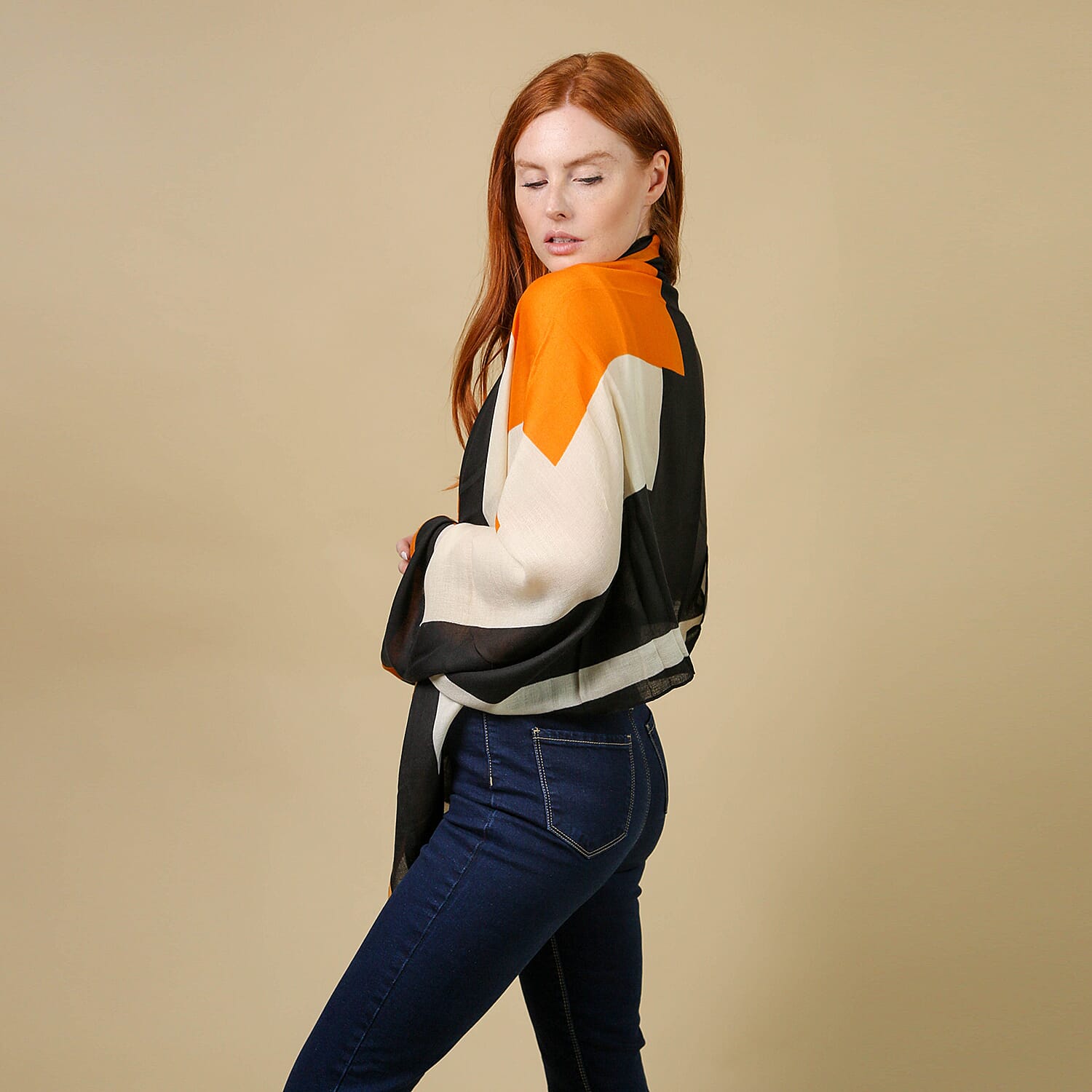 JOVIE 100% Viscose Printed Scarf (Size-80x180Cm) - Yellow and Black