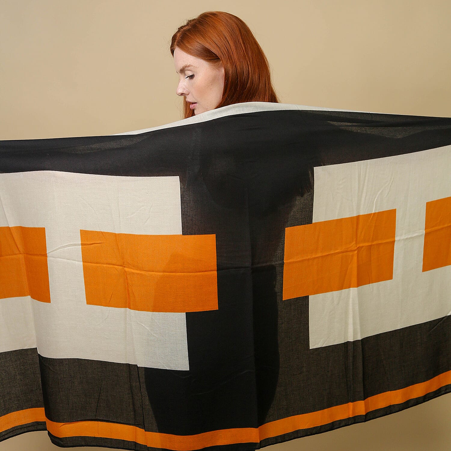 JOVIE 100% Viscose Printed Scarf (Size-80x180Cm) - Yellow and Black