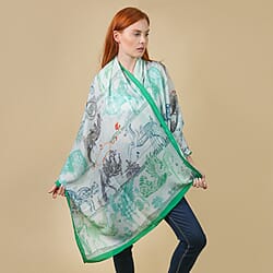 JOVIE Viscose Printed Scarf - Mint and Green