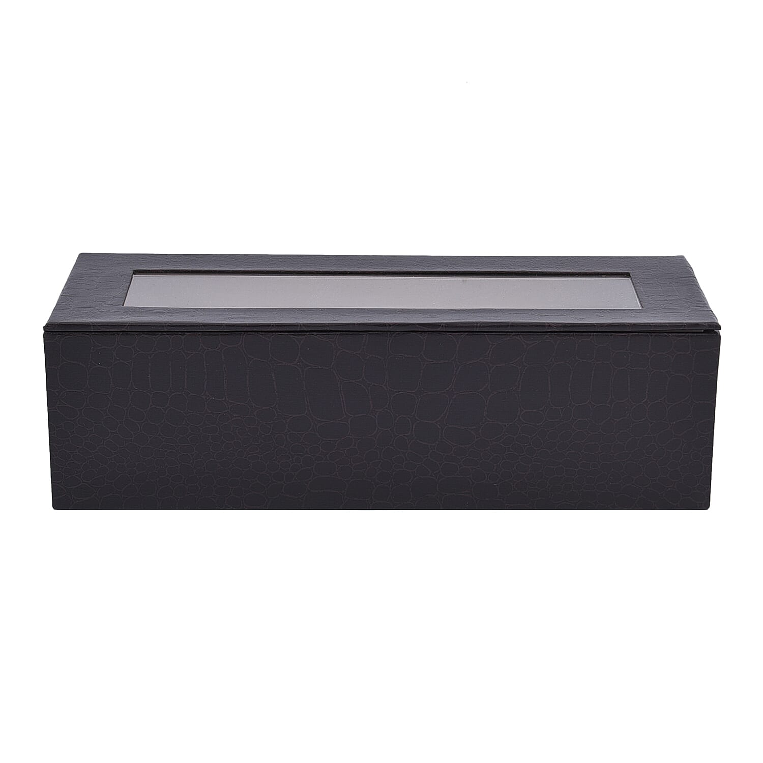 5 Slot Watch Box with Transparent Window (Size 25x10x7Cm) - Coffee Colour