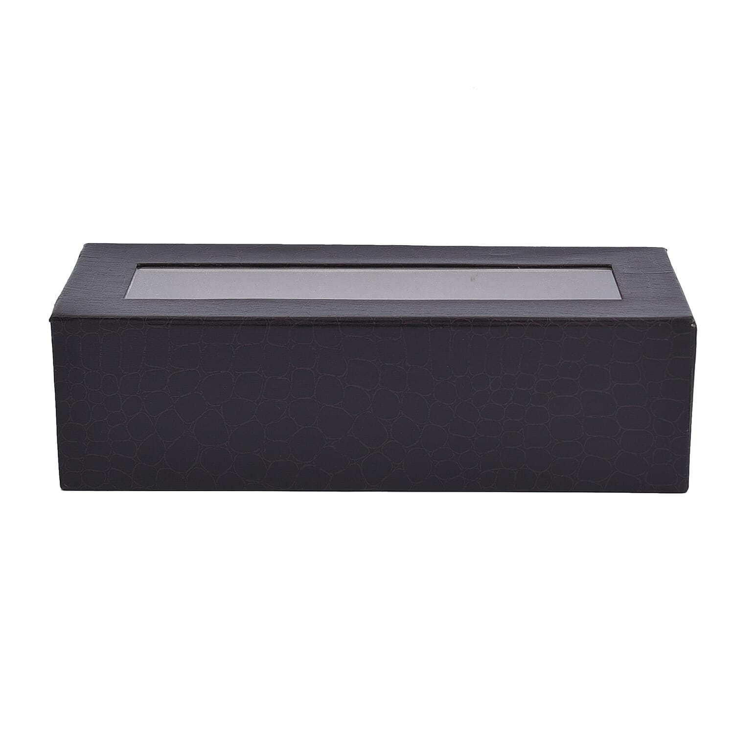 5 Slot Watch Box with Transparent Window (Size 25x10x7Cm) - Coffee Colour