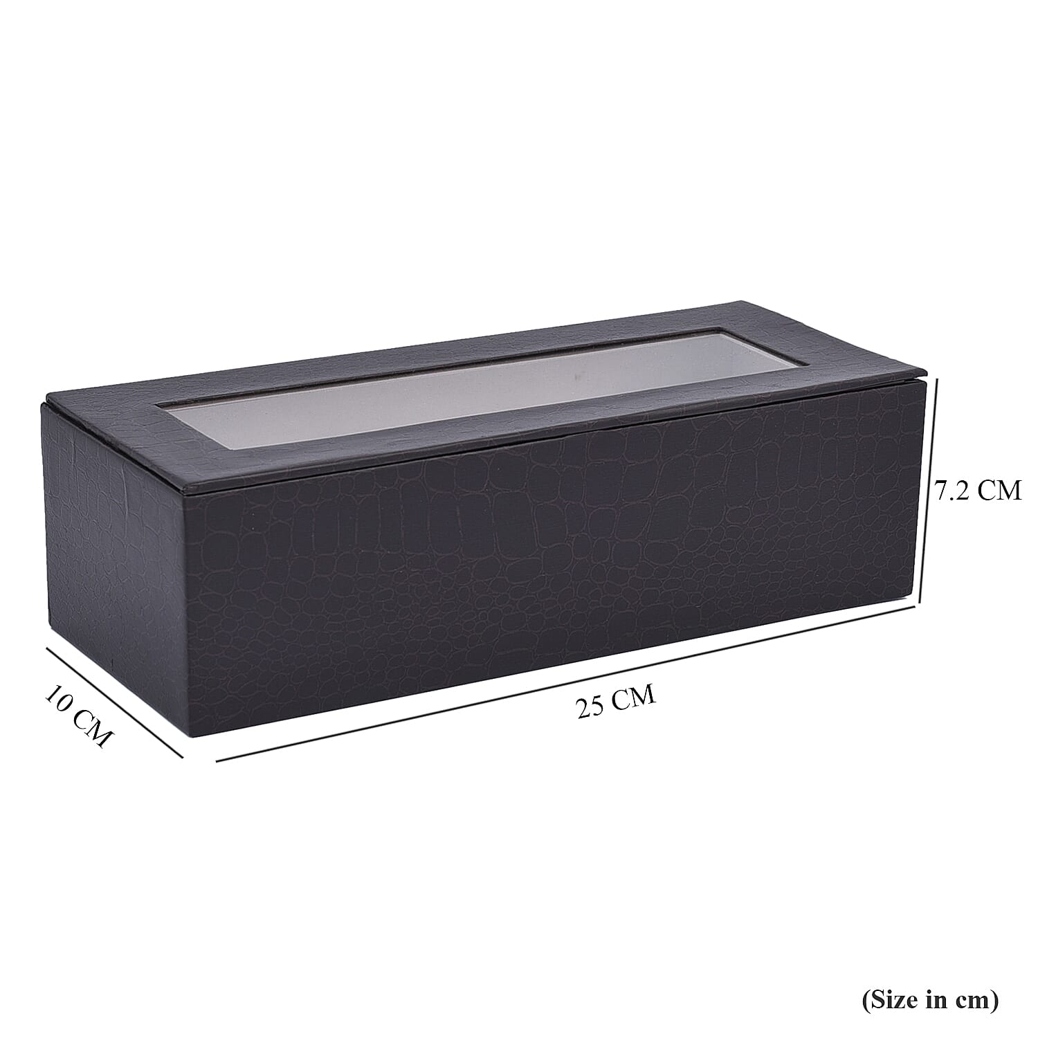 5 Slot Watch Box with Transparent Window (Size 25x10x7Cm) - Coffee Colour